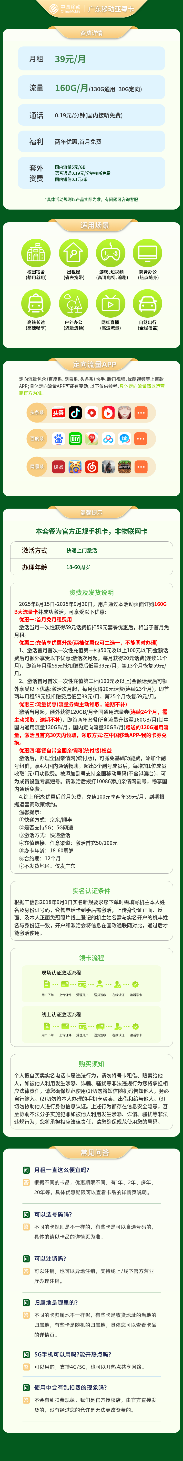 广东移动亚粤卡39元160G【只发广东】套餐详情图