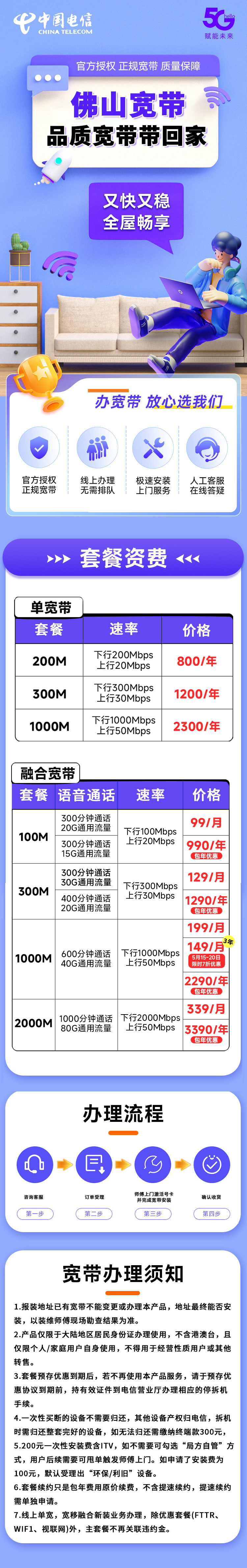 广东佛山电信宽带产品套餐详情图