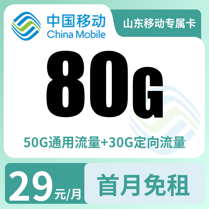 山东移动专属卡29元80G【只发山东】