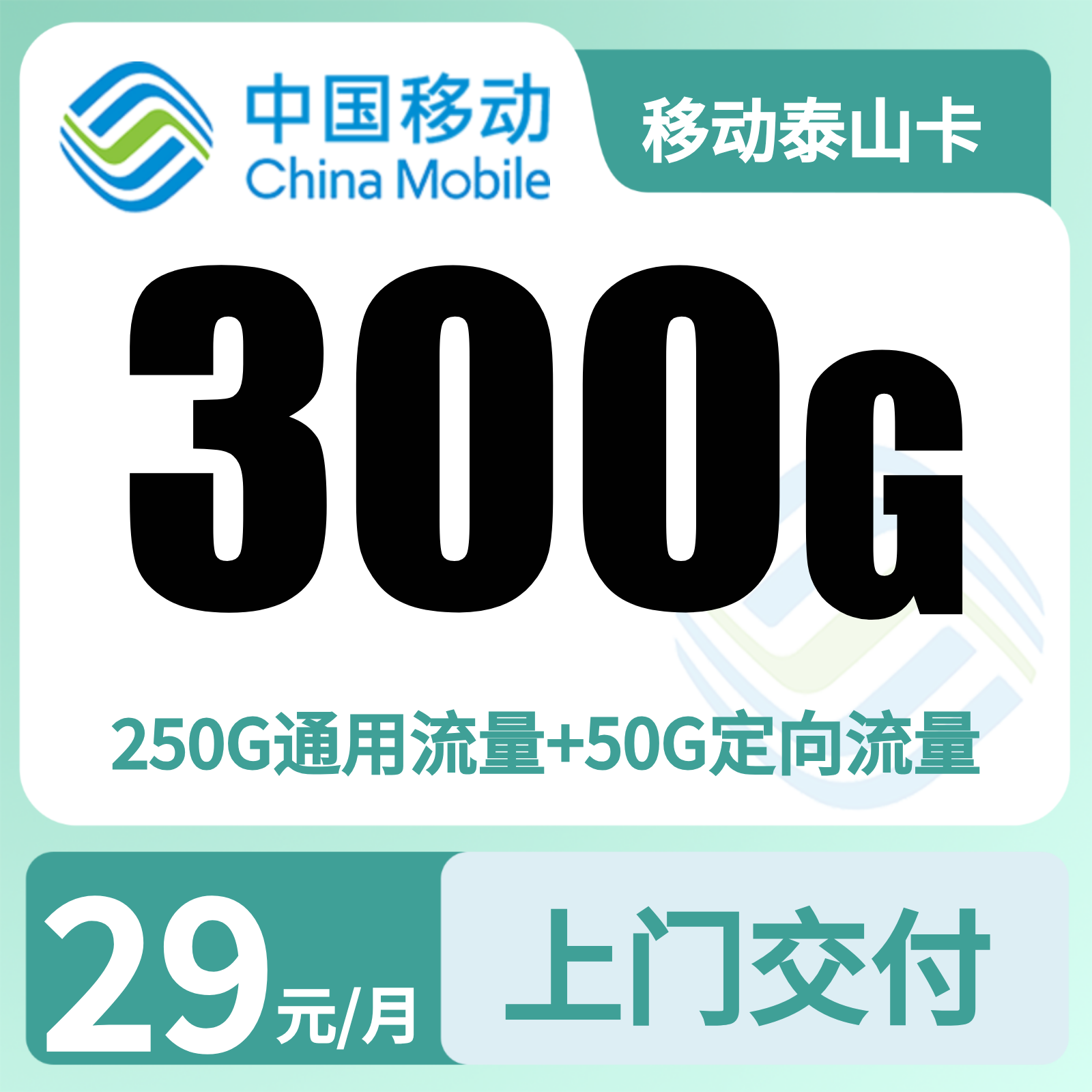 移动泰山卡29元300G+100分钟【只发山东济南】